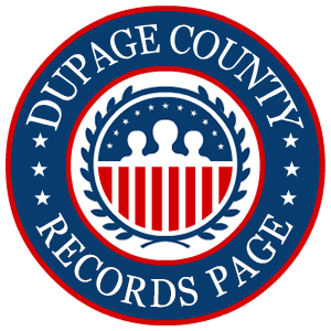 A round, red, white, and blue logo with the words 'DuPage County Records Page' in relation to the state of Illinois.